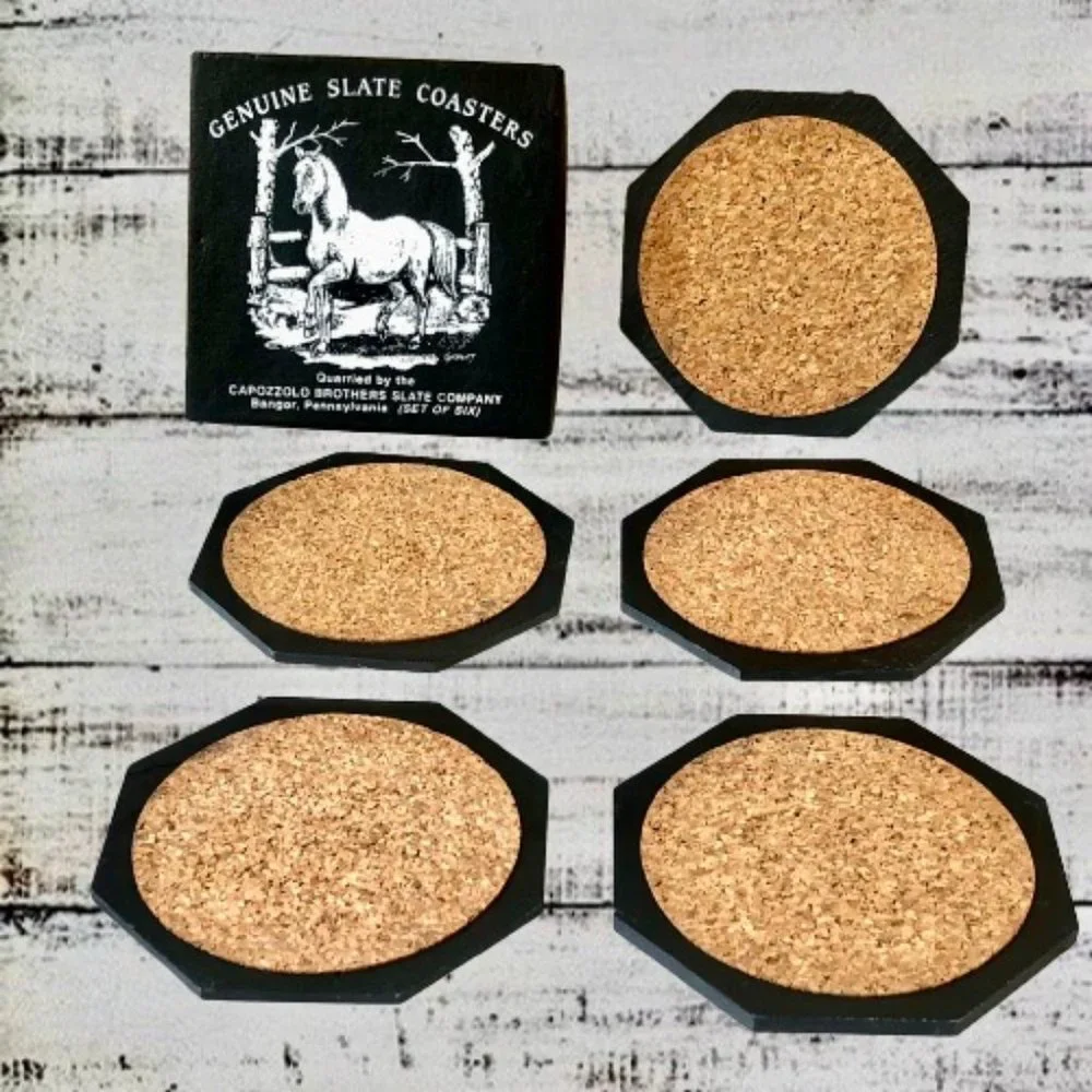 Horse Genuine Slate Coasters Capozzolo Brothers Co Pennsylvania Set of 5 New